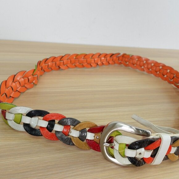 VINTAGE DOLCE DONNA Belt Womens Medium Braided Leather Italian Boho Y2K ITALY - Picture 4 of 14